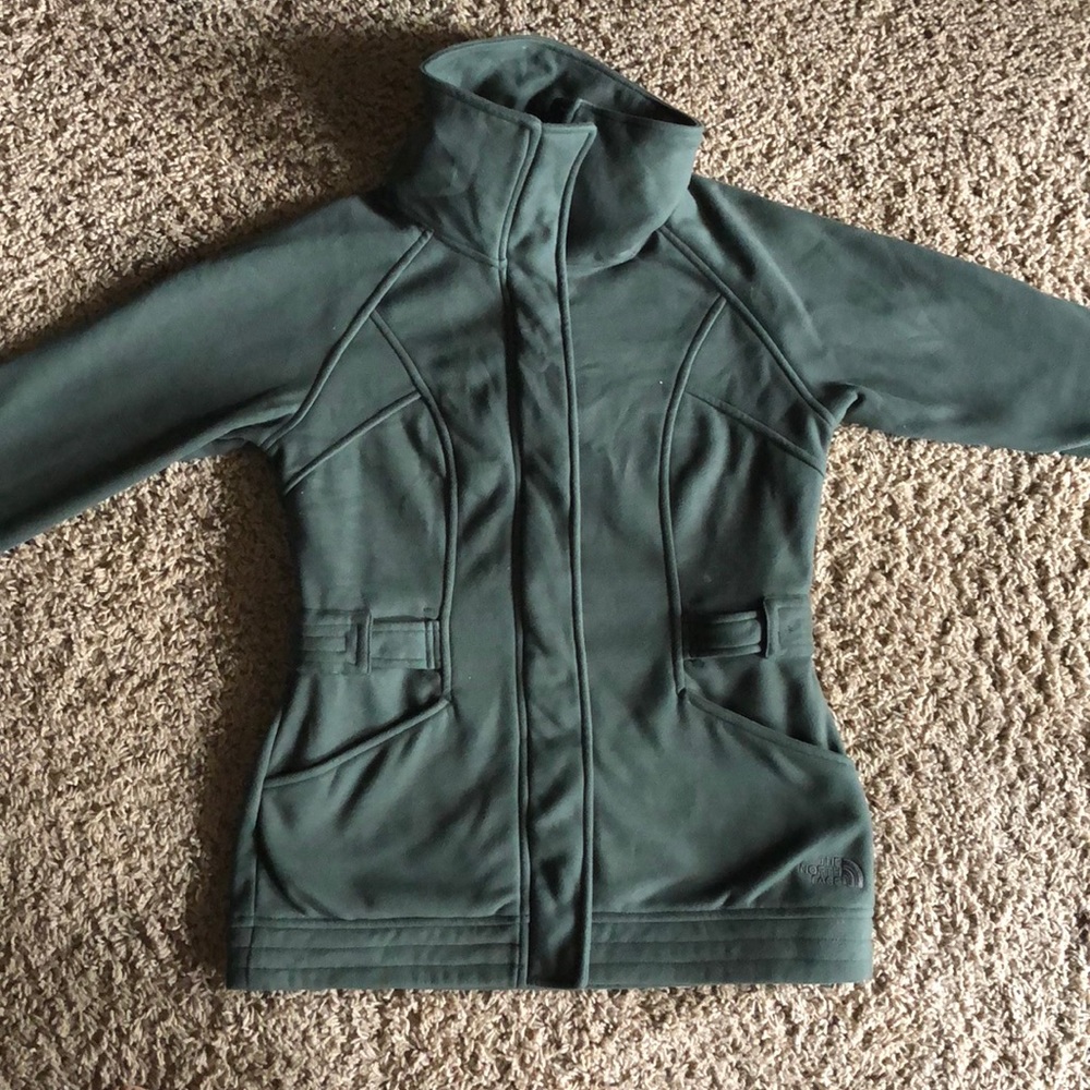 Army green, fleece, North Face jacket
